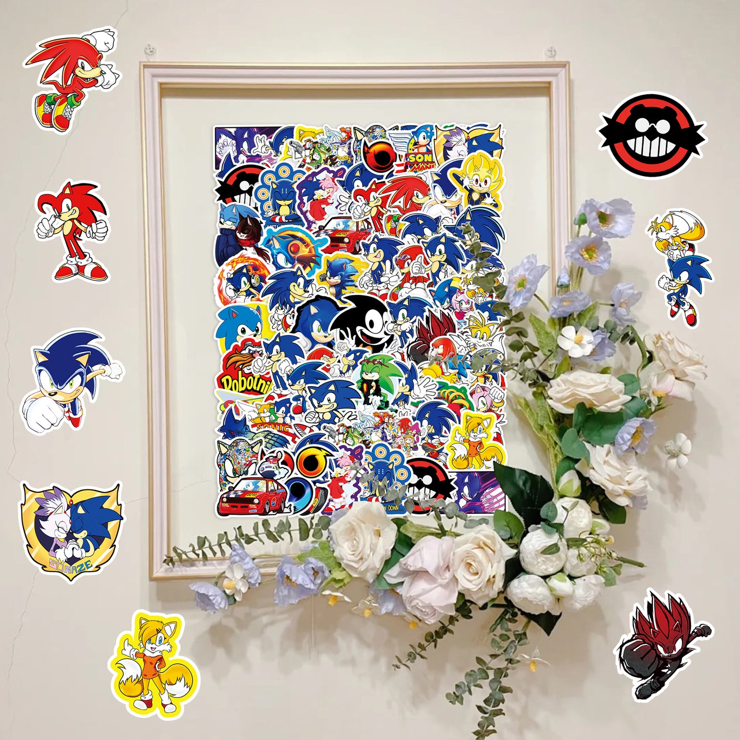 50Pcs Sonic The Hedgehog Sticker Set featuring colorful designs of Sonic, Tails, and Knuckles. Ideal for kids' birthday parties, party favors, and goodie bags. Available at PARTYMART, Auckland, NZ