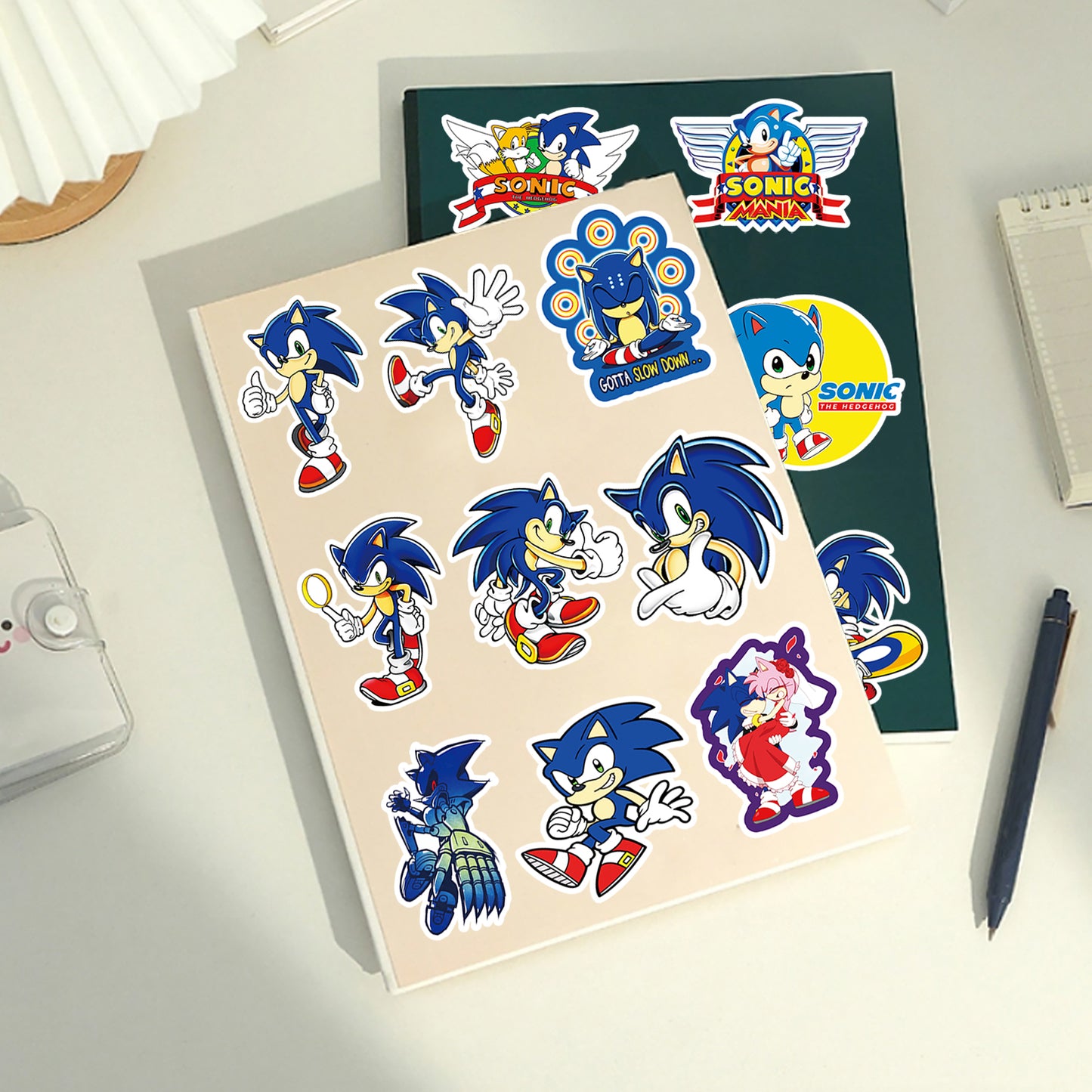 50Pcs Sonic The Hedgehog Sticker Set featuring colorful designs of Sonic, Tails, and Knuckles. Ideal for kids' birthday parties, party favors, and goodie bags. Available at PARTYMART, Auckland, NZ