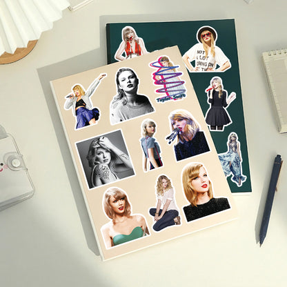 50Pcs Taylor Swift Sticker Set featuring vibrant designs for laptops, water bottles, and notebooks - PARTYMART NZ. Perfect for Swifties, party favors, and birthday gifts.